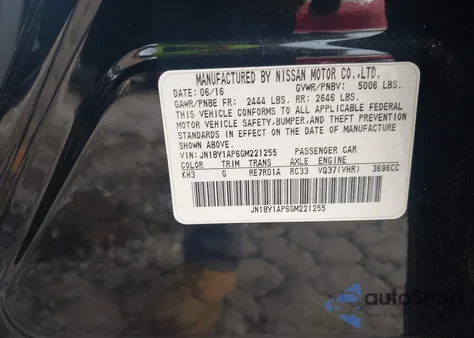 2016 Infiniti Q70 3.7 z USA, uszkodzony, nr VIN JN1BY1AP6GM221255
